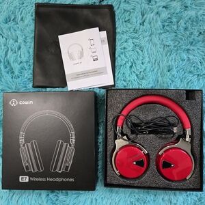 COWIN E7 Over-Ear Headphones - Vibrant Red
